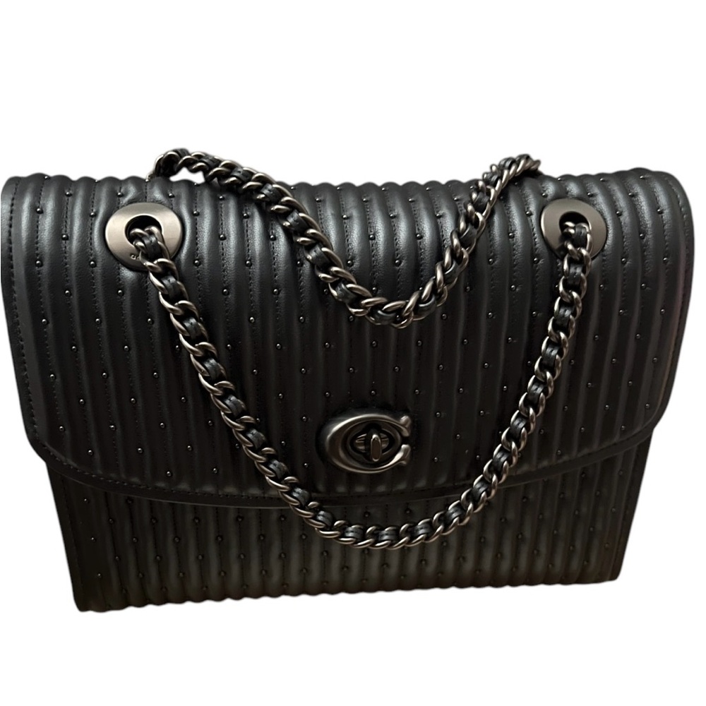 Coach Parker Black Quilted with Rivets